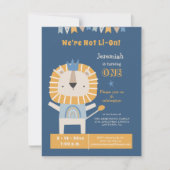 Cute Lion First Year Boy Birthday Party Invitation (Voorkant)