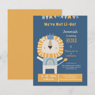 Cute Lion First Year Boy Birthday Party Invitation