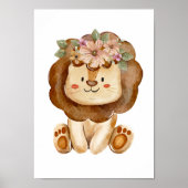 Cute Lion Flowers Nursery Poster Kinder Room Decor (Voorkant)
