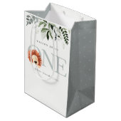 Cute Lion Foliage 1e eerste verjaardag Medium Cadeauzakje (Achterkant Gekanteld)