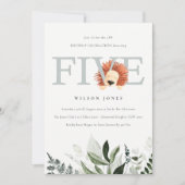 Cute Lion Foliage 5e vijfde verjaardag van de uitn Bedankkaart (Voorkant)