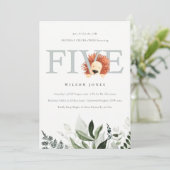 Cute Lion Foliage 5e vijfde verjaardag van de uitn Bedankkaart (Staand voorkant)