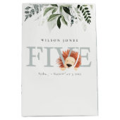 Cute Lion Foliage 5th Birthday Party Medium Cadeauzakje (Voorkant)