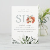 Cute Lion Foliage 6e verjaardag van de Uitnodiging (Staand voorkant)