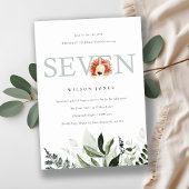 Cute Lion Foliage 7th Seven Birthday Party Invite Bedankkaart