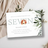 Cute Lion Foliage 7th Seven Birthday Party Invite Bedankkaart