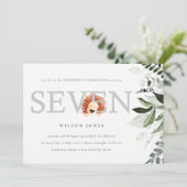 Cute Lion Foliage 7th Seven Birthday Party Invite Bedankkaart (Staand voorkant)