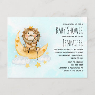 Cute Lion Gevist Waterverf Baby shower Uitnodiging Briefkaart