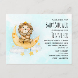 Cute Lion Gevist Waterverf Baby shower Uitnodiging Briefkaart