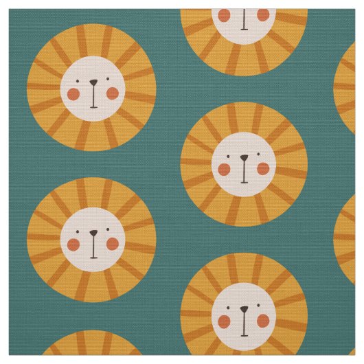 Cute Lion Green Nursery Stof (Swatch)