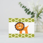 Cute Lion Green Pattern Gifts for Kids Briefkaart (Staand voorkant)