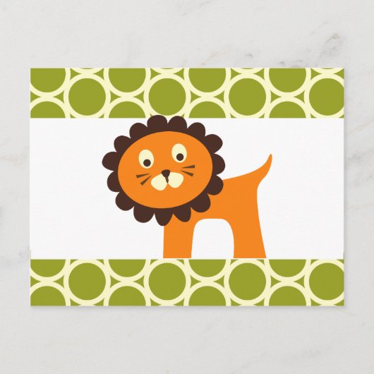Cute Lion Green Pattern Gifts for Kids Briefkaart (Voorkant)