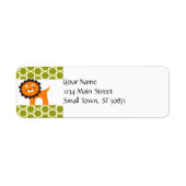 Cute Lion Green Pattern Gifts for Kids Etiket (Voorkant)