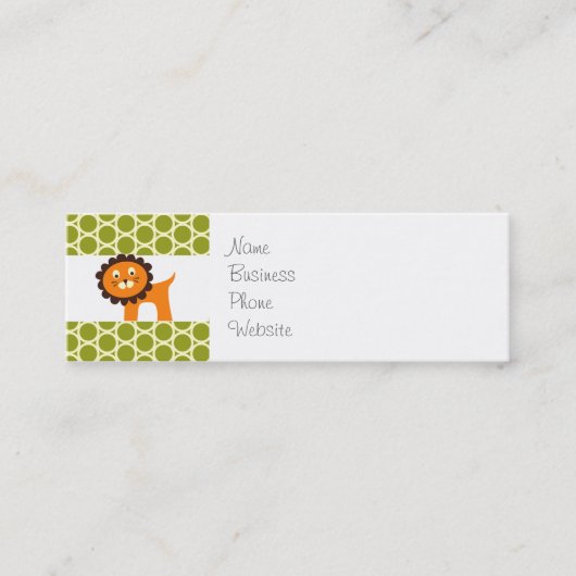 Cute Lion Green Pattern Gifts for Kids Mini Visitekaartje (Voorkant)
