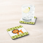 Cute Lion Green Pattern Gifts for Kids Onderzetter (Rechterzijde)