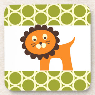 Cute Lion Green Pattern Gifts for Kids Onderzetter