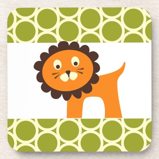Cute Lion Green Pattern Gifts for Kids Onderzetter (Voorkant)
