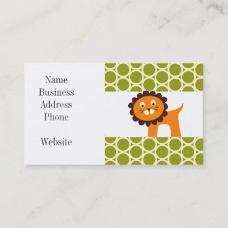 Cute Lion Green Pattern Gifts for Kids Visitekaartje