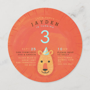 Cute Lion Illustrated Kind Party Invitation Kaart