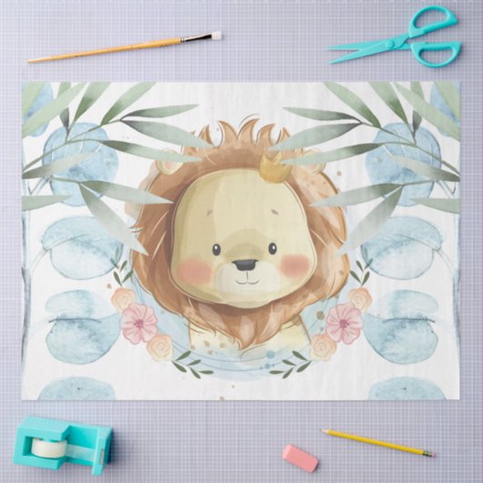 Cute Lion Illustration Tissuepapier (Craft)