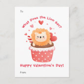 Cute Lion in Cupcake Aangepaste Kinder Valentijnsd Feestdagenkaart (Voorkant)