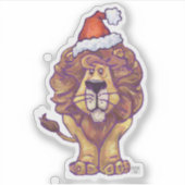 Cute Lion in een Santa Hat Sticker (Voorkant)