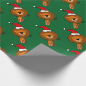 Cute Lion in Santa Hat-kerstCartoon Cadeaupapier (Hoek)