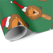 Cute Lion in Santa Hat-kerstCartoon Cadeaupapier (Rol Hoek)