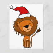 Cute Lion in Santa Hat-kerstCartoon Feestdagenkaart (Voorkant)