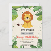 Cute lion jarig party-uitnodiging kaart (Voorkant)