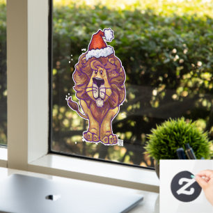 Cute Lion Kerstmis Cling Raamsticker