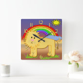 Cute Lion Kind Square Wall klok (Huis)