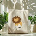 Cute Lion Kinderen Personalized Tote Bag<br><div class="desc">Deze canvas tas van kinderen voor dierenvrienden bevat een schattige afbeelding van een leeuw. Pas het aan met de naam van uw kind in zwarte letters. Maakt een geweldige boekzak voor jongens of meisjes!</div>
