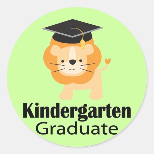 Cute Lion Kindergarten Afstuderen Gift Ronde Sticker (Voorkant)