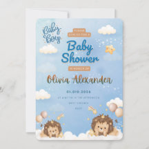 Cute Lion King Baby Boy Shower Uitnodiging