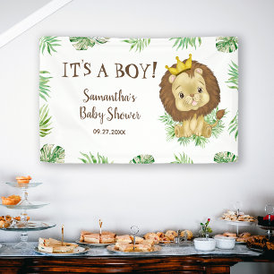 Cute Lion King Baby shower Theme Het is een jongen Spandoek