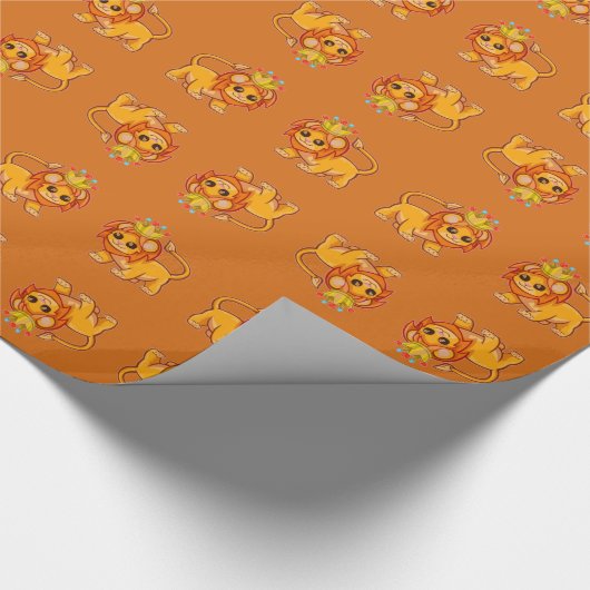 Cute Lion King Crown Oerwoud Animal Kinder Gift Wr Cadeaupapier (Hoek)