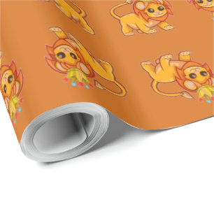 Cute Lion King Crown Oerwoud Animal Kinder Gift Wr Cadeaupapier