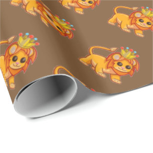 Cute Lion King Crown Oerwoud Animal Kinder Gift Wr Cadeaupapier