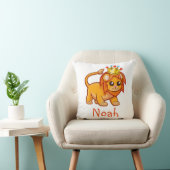 Cute Lion King Crown Oerwoud Animal Kinder Name Kussen (Stoel)