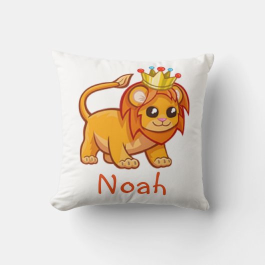 Cute Lion King Crown Oerwoud Animal Kinder Name Kussen (Voorkant)