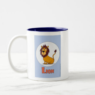 Cute Lion koffiecretie - L is voor leeuw Tweekleurige Koffiemok