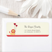 Cute Lion met ballonharten Valentijn Etiket (Insitu)