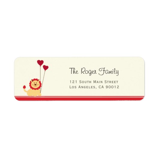Cute Lion met ballonharten Valentijn Etiket (Voorkant)