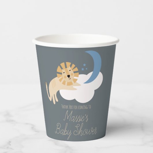 Cute Lion Moon Cloud Baby shower Hartelijk dank Papieren Bekers (Voorkant)