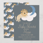 Cute Lion Moon Cloud Baby shower Kaart (Voorkant / Achterkant)