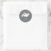 Cute Lion Moon Cloud Baby shower Ronde Sticker (Tas)
