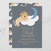 Cute Lion Moon Cloud Birthday Party Kaart (Voorkant / Achterkant)