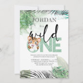 Cute Lion Oerwoud First Birthday Invitation Kaart (Voorkant)