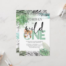 Cute Lion Oerwoud First Birthday Invitation